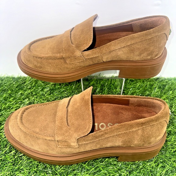 AEROSOLES Shoes - Aerosoles Gelso Block Heel Loafers Tobacco Brown Suede Womens Size 6M Comfort